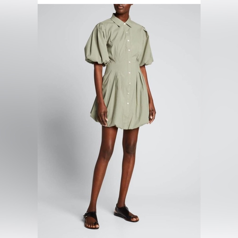 Jonathan Simkhai Cleo Poplin Balloon Pintuck Mini Dress